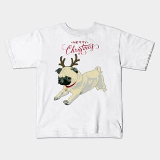 Merry Christmas Pug Kids T-Shirt